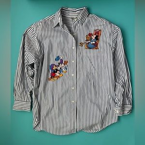 Vintage Disney Store Embroidered stripe button up shirt